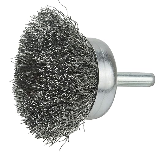 Weiler 14301V 1-34" Crimped Wire Utility Cup Brush, .0118" Steel Fill, 14" Stem, Vending Ready, Made in The USA