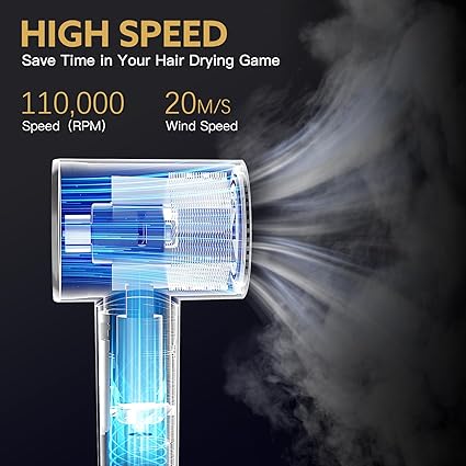 Hair Dryer Brush, webeauty 5 in 1 One Step Professional Hot Air Brush Set for Fast Drying, Curling Drying, Straightening Combing, Hair Styler Ceramic Coating Negative Ion 110000 RPM (GreyGold)