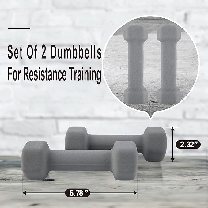 Dumbbells Set of 2 Exercise Fitness Dumbbell for Home Gym Women Free Weights Hand Hex Dumb Bells 2 LB Pair
