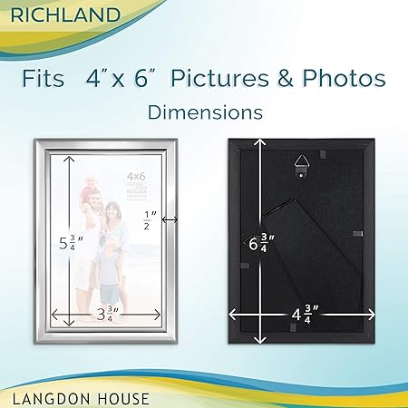 Langdon House 4x6 Silver Picture Frame, Distinguished Edging for Classic Style, Richland Collection