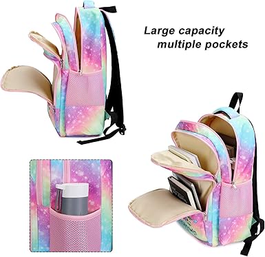BTOOP Girls Backpack Kids Boys Elementary Bookbag Girly School Bag with Insulated Lunch Tote and Pencil Pouch