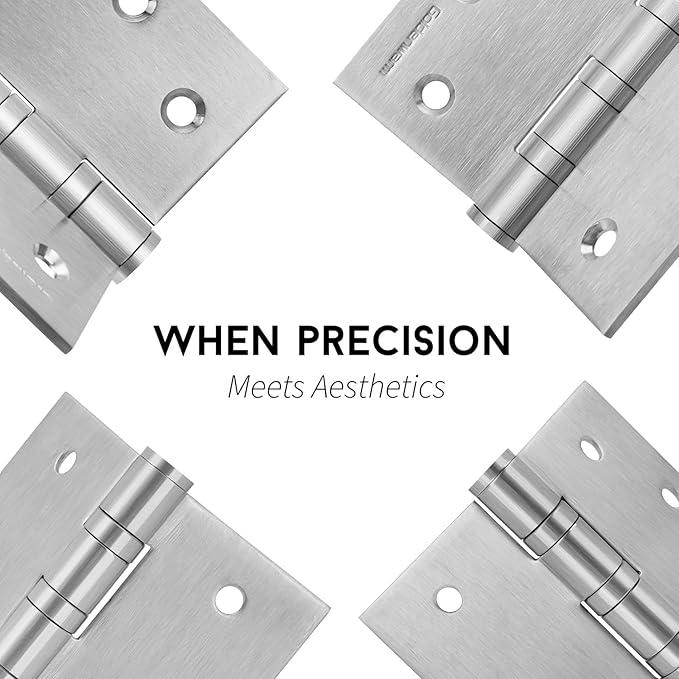 3 Pack goldenwarm Satin Nickel 4'' Door Hinges for Exterior Doors Ball Bearing Door Hinges 4in x 4in with Square Corner, Heavy-Duty, 304 Stainless Steel