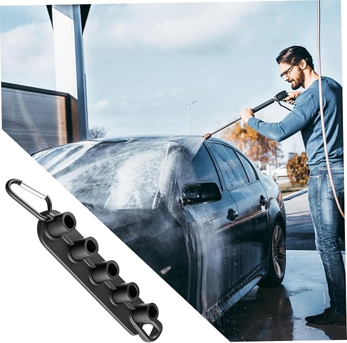 Pressure Washer Nozzle Holder, Rubber Pressure Washer Accessories with Clip, Great for 5 Tips, Nozzle Tips