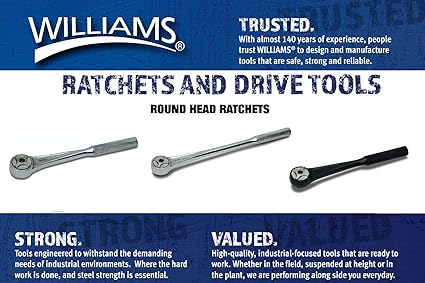 Williams B-53A 38-Inch Drive Long Round Head Ratchet, 10 12 Inch