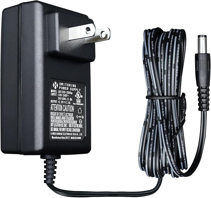 UL Listed 12V 2A 24W 6ft Long Power Supply Adapter, AC DC Switching Adapter (Input 100-240V, Output 12Volt 2Amp 2000mA), DC 12V 5.5x2.1mm Wall Mount Transformer Charger Plug