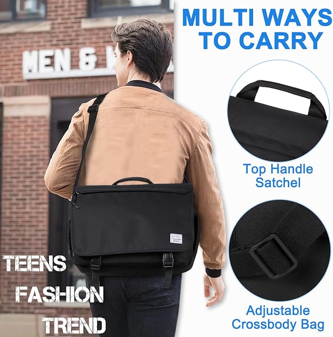 VASCHY Messenger Bag for Men,Water Resistant Satchel Briefcase Laptop Work Bag Crossbody Shoulder Handbag for Women College
