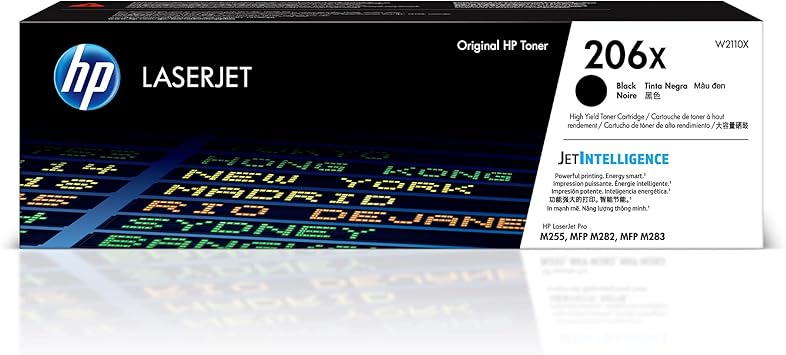 HP 206X Black High-yield Toner Cartridge Works with HP Color LaserJet Pro M255, HP Color LaserJet Pro MFP M282, M283 Series W2110X, Pack of 1, Black