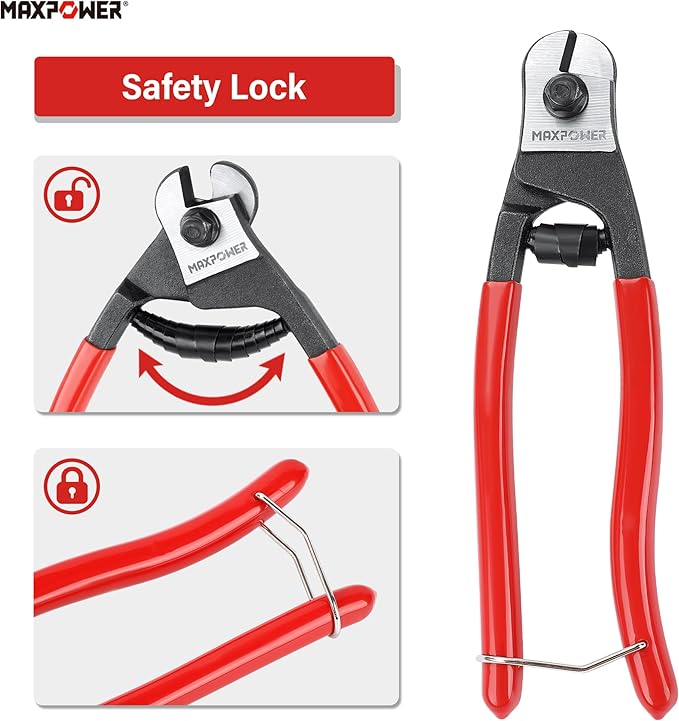 MAXPOWER Wire Cutter, 8-Inch Wire Rope Cutters for Steel Wire, Wire Seals, Aircraft Bicycle Cable, Cable Cutter Cuts Up to ¹³/??"(5mm