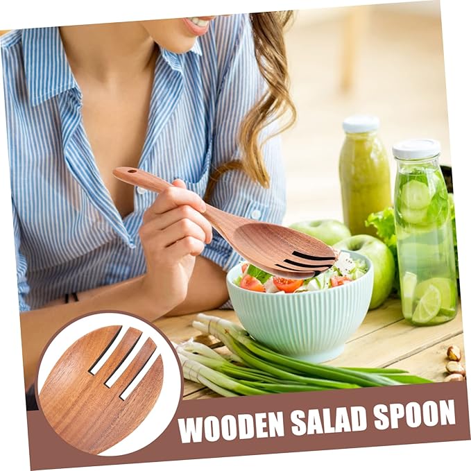 Angoily Wooden Salad Spork Salad Serving Fork Spoon Home Supplies Salad Mix Fork Wooden Salad Servers