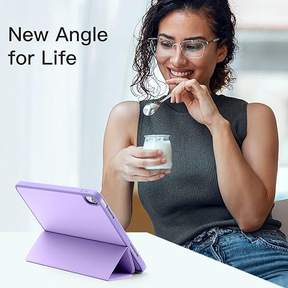 Akkerds Compatible with iPad 10th Generation Case 10.9 Inch 2022 with Pencil Holder, Slim Trifold Stand Protective Cover with Soft TPU Back for iPad Case 10th Generation, Auto Sleep/Wake, Lavender