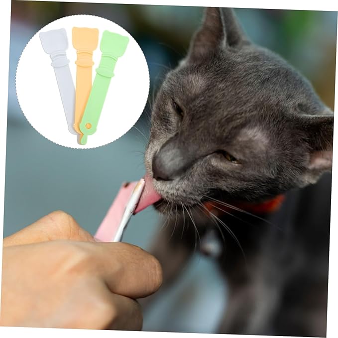 3pcs Cat Treats Squeeze Spoon Portable Cat Food Squeezer Wet Treat Feeder for Cats