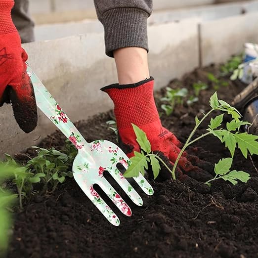 Gardening Tools Set, Garden Tool Set, 3Pcs Gardening Gifts for Women, Gardening Tools with Floral Print, Including Trowel, Pruner, Hand Rake