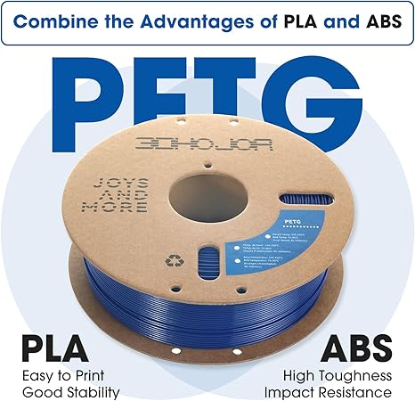 PETG Filament 1.75mm Solid Blue, 3D Printing Filament 1kg Spool(2.2lbs), 3D Filament 1.75mm Dimensional Accuracy +/- 0.03mm Non Tangling Non Clogging Non Stringing,Print with Most 3D Printers