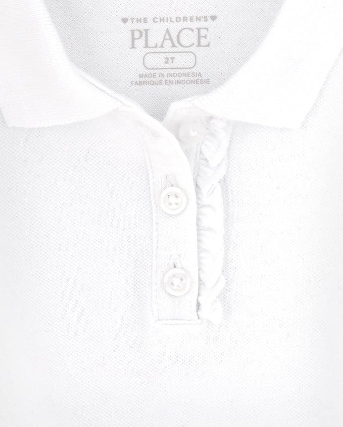 The Children's Place Girls' Toddler Mulipack Short Sleeve Ruffle Pique Polos