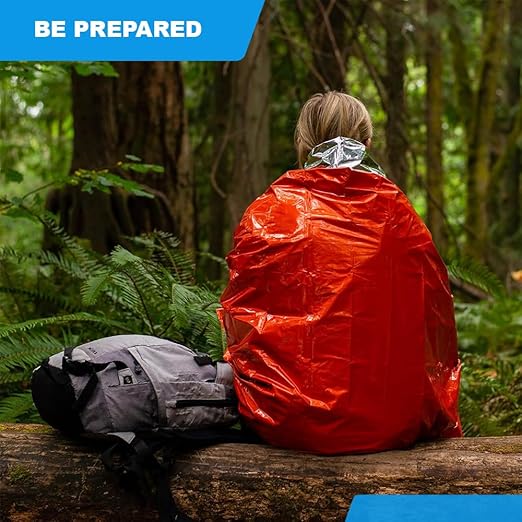 Primacare CB-3684-2 Pack of 2 Emergency Sleeping Bags for Survival, Mylar BlanketTent Used for Emergency, Camping, Hiking, Hunting, Outdoors, Perfect for Medical First Aid Supply Kits, Adult, Orange
