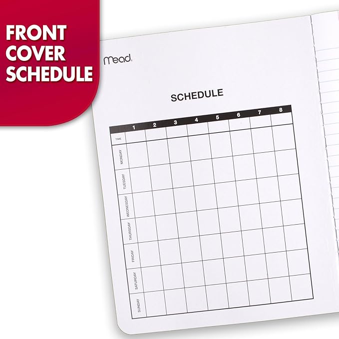 Mead Composition, Wide Ruled Comp Book, Writing Journal Notebook with Lined Paper, Home School Supplies for College Students K-12, 9-34" x 7-12", 100 Sheets, Black Marble (09910)