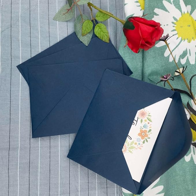 A7 Envelopes-100 Pack Navy Blue Envelopes 5x7 V Flap, Perfect for 5x7 Photo,5X7 Cards, Invitation, Wedding, Announcements, Baby Shower-5.25" x 7.25" (navy blue)
