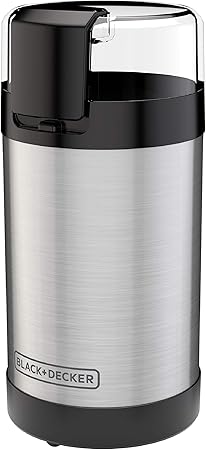 BLACKDECKER One Touch Coffee Grinder, 23 Cup Coffee Bean Capacity, Spice Grinder, One Touch Push-Button Control -150 Watts -Stainless Steel Blades