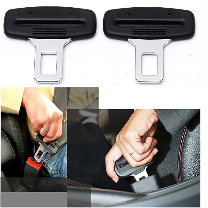 4pcs Car Seat Belt Clips, Car Seat Belt Insert Metal Tongue, Seat Safety Belt Buckle Auto Metal Seat Belt Clip, Universal for Most Vehicle. (Black)
