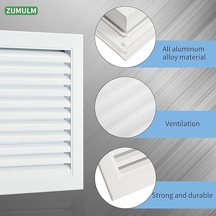 12" X 18" Attic Vent Aluminum Gable Vents for Houses Gable Vent Shed Vents Cover Exterior with Screen Mesh Alloy Wall Vent Ventilation for Home Garage Attic Ceiling - Vent Opening: 10" x 16" White