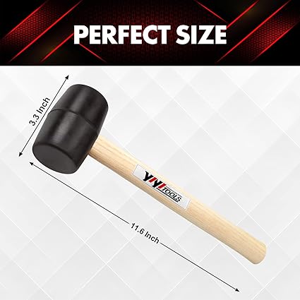 YY-2-005 Rubber Mallet Hammer With Wood Handle8-oz, black