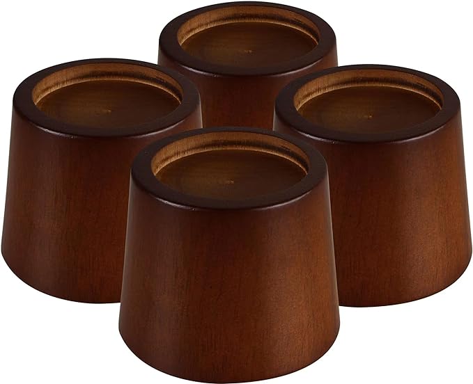 Wood Bed Furniture Risers Blocks - 3 inch Set of 4 Bed Risers, Heavy Duty Solid Wood Round Risers support 8000 lbs, Sofa Riser with Non-Slip Pad, Create Storage Space and Easy cleaning for the sweeper