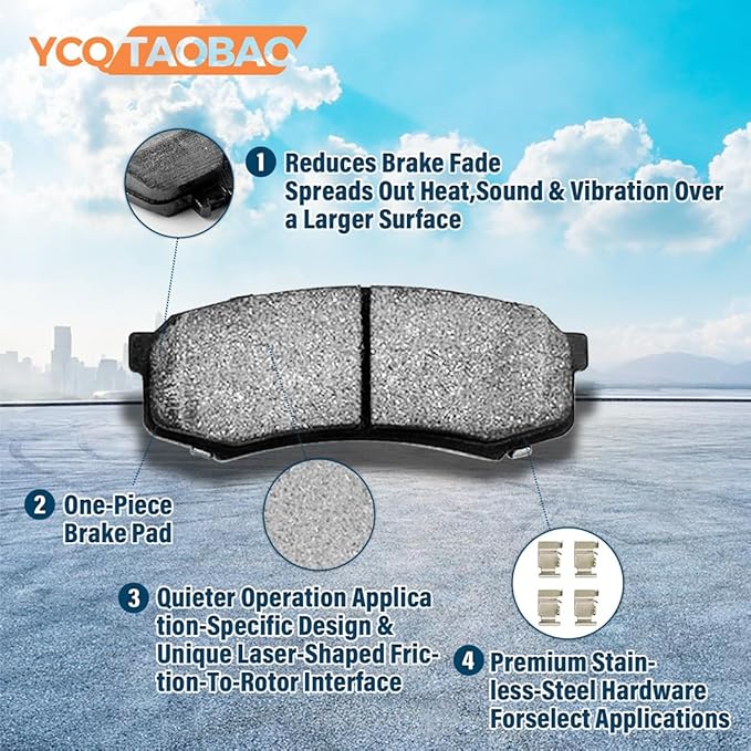 Front Brake Pad Set 1PC Replaces 68317364AA, 68400577AA Ceramic Compatible with Alfa Romeo Giulia 2017