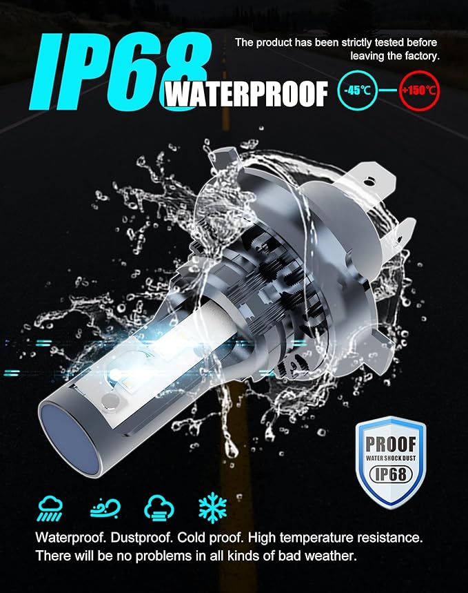 H19 H4 9003 HB2 HS1 LED Bulbs Fog Lamp 12V 24V 20000Lm Bright 30W 6500K Fanless EMC Plug and Play for Cars Motorcycles Trucks 2pcs