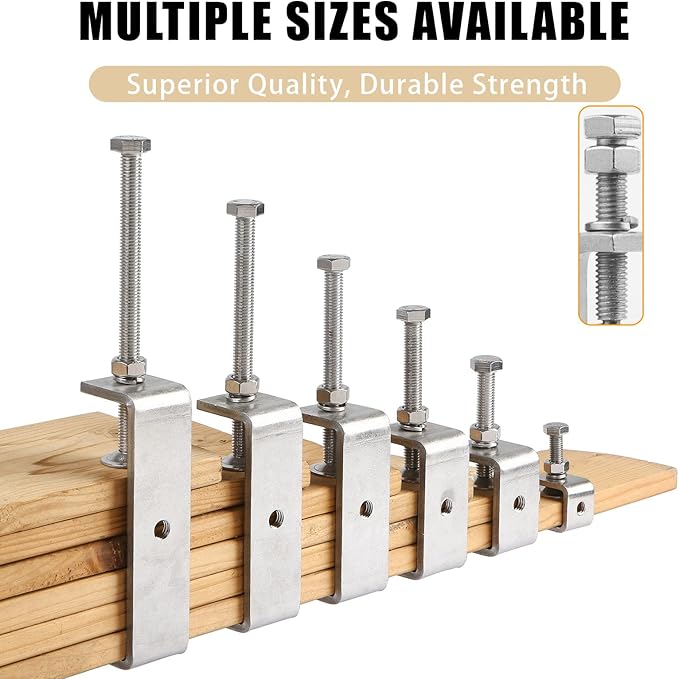 2 Pack 304 Stainless Steel C Clamp 2-916 Inch C Clamps for Woodworking and Welding Mounting,Suitable for Home and Professional Use