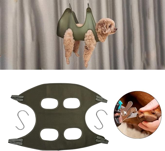 Grooming Hammock for Cleaning and Nail Clipping, Dark Green M