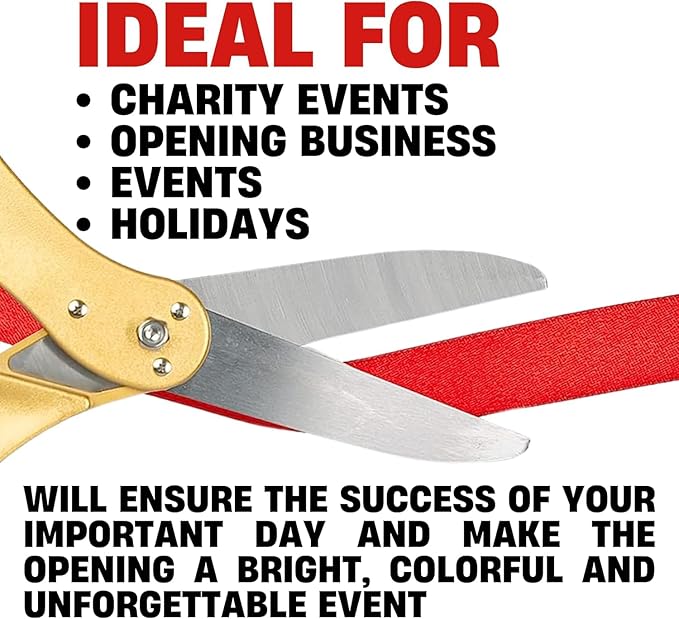 20" Gold Scissors for Grand Opening Gold Giants Ribbon Cutting Scissors for Special Events Inaugurations and Ceremonies Giant Shears for Opening Ceremony Heavy Duty Shears