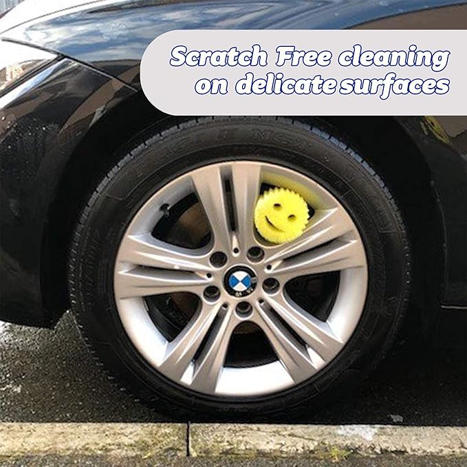 Scrub Daddy Original Dish Sponge Twin Pack, Smiley Face Sponges for Cleaning & Washing Up - Multipack Kitchen Non Scratch Scourers with FlexTexture Firm & Soft Scrubbing, Dishwashing Scrubber - Yellow