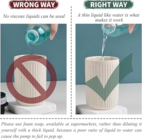 BosilunLife Foam Hand Soap Dispenser - Ceramic Foaming Soap Dispenser for Bathroom 12oz Refillable Liquid Lotion Soap Dispenser with Rust-Proof Foaming Pump for Countertop