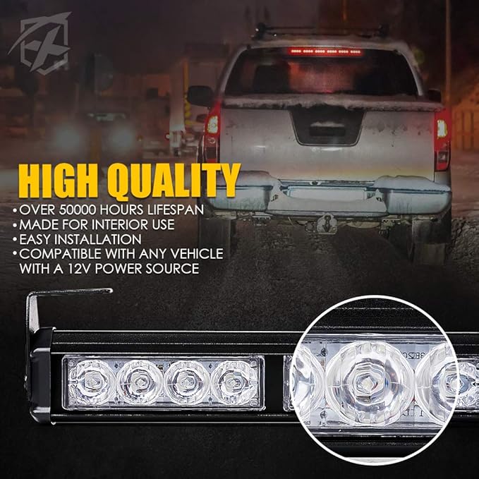 Xprite 27" Inch 24 LED Strobe Emergency Traffic Advisor Warning Light Bar w/ 13 Flashing Patterns for Firefighter Vehicles Trucks Cars - Red