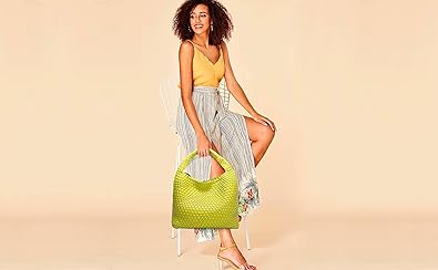 Queenoris Fashion Woven Purse for Women Top-handle Shoulder Bag Soft Summer Hobo Tote Bag