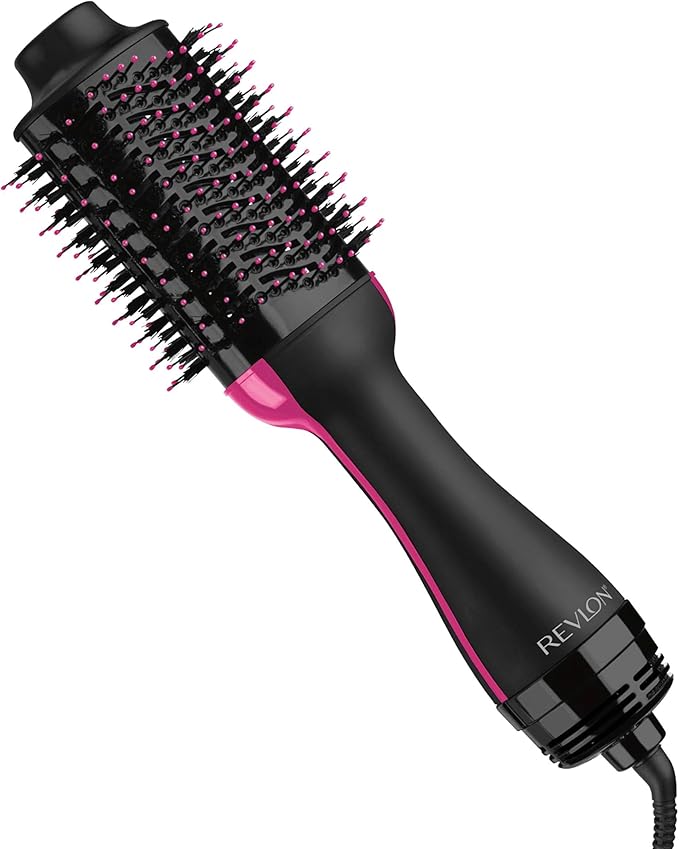 REVLON One-Step Volumizer Hair Dryer and Styler, Improved Motor for Less Frizz, More Shine, and Reduced Heat Damage for Salon Style Round Brush for Blowout(Black)