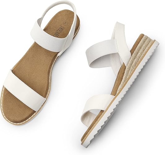 DREAM PAIRS Womens Espadrilles Ankle Stretch Elastic Strap Open Toe Wedges Flats Sandals