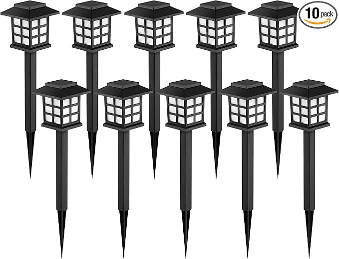 GIGALUMI Solar Outdoor Lights,10 Pack LED Solar Lights Outdoor Waterproof, Solar Walkway Lights Maintain 10 Hours of Lighting for Your Garden, Landscape, Path, Yard, Patio, Driveway
