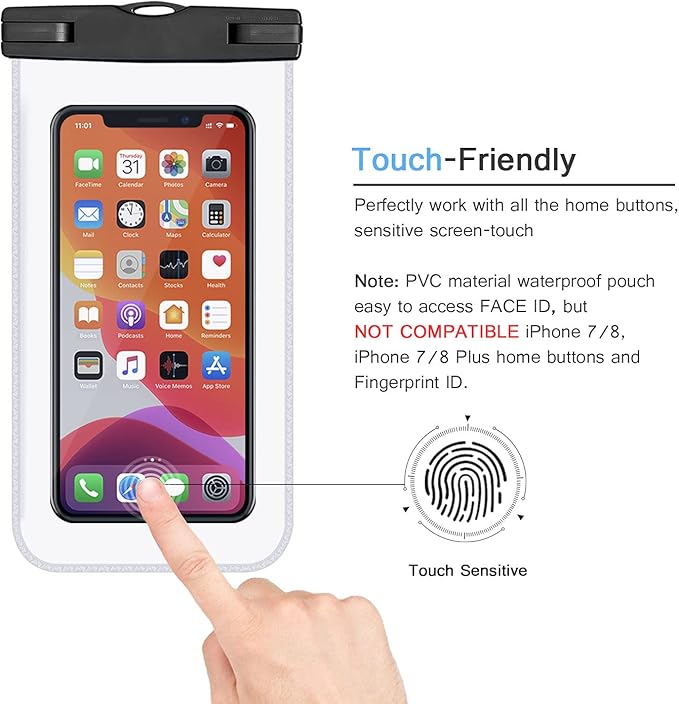 IFCASE Universal Waterproof Case, 2 Pack Large Phone Water Proof Dry Bag Pouch for iPhone 14 Pro Max, 13 12 11 XS XR 7 8 SE, Samsung Galaxy S23 S22 S21 S20 Plus, S23 Ultra 5G (PVC)