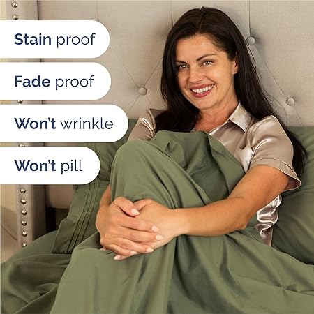 King Size 4 Piece Sheet Set - Comfy Breathable Cooling Bed Sheets Set - Hotel Luxury Bedding for Women, Men, Kids Teens - Deep Pockets, Easy-Fit, Super Soft Wrinkle Free - Oeko-Tex - Sage Green