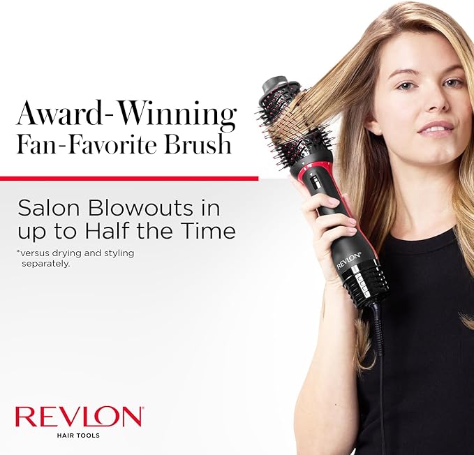 REVLON One-Step Volumizer Plus Hair Dryer and Styler, Enhanced Motor for Less Frizz, More Shine, and Reduced Heat Damage for Salon Style Round Brush for Blowout, Black ( Exclusive)