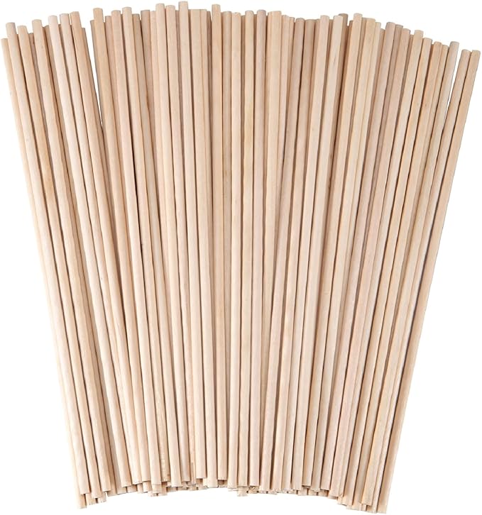 Wooden Dowel Rods 18 x 6 Inch Unfinished Natural Wood Craft Dowel Rods, 100 Pieces