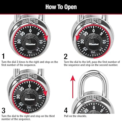 Master Lock 1500T Locker Lock Combination Padlock, 2 Pack, Black