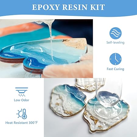FUHITIM 1 Gallon Crystal Clear Epoxy Resin Kit, High-Glossy No Bubbles, Art Casting Resin with 16 Epoxy Resin Pigment, Foil Flakes, Sequin,Craft Clear Resin for Art Crafts, Jewelry, Molds