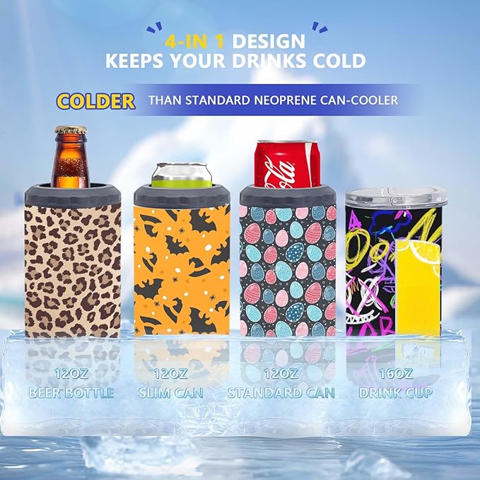 16 oz 1pack Sublimation 4 in 1 Can Cooler Tumbler Blank,Double Stainless Steel Vacuum Insulated for Hot and Cold Beverages,Standard Can,Beer Bottle and Insulated Mugs