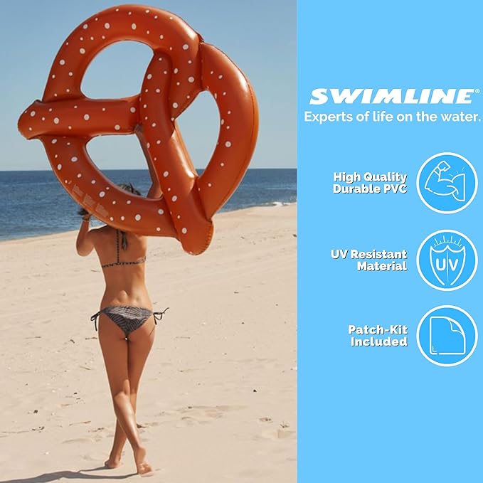 Swimline Giant Pretzel Swim Fun Inflatable Floating Seat, 1-Pack