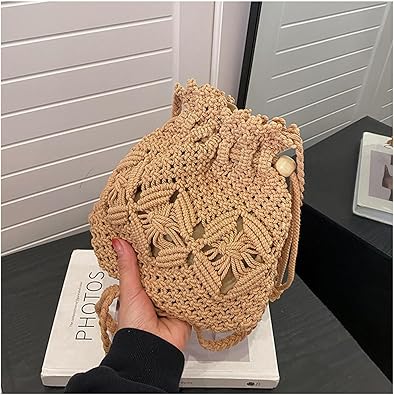 Women's Woven Crossbody Bag, Fashion Bucket Bag, Fashion Shopping Bag, Trendy Beach Bag