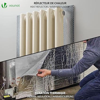 Insulation Roll Radiator Foil 24in x 10ft, Double Aluminum Bubble Heat Thermal Reflector Panels