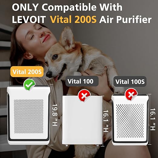 Vital 200S Replacement Filter for LEVOIT Vital 200S Vital 200S-P Air Purifier, H13 True HEPA and High-Efficiency Activated Carbon Filter, Vital 200S-RF, LRF-V201-WUS, 2 Pack, White