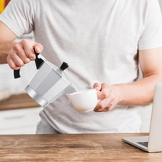 Coffee Pot 6 Cup Electric Espresso Coffee Maker Italian Moka Maker 300ml Portable Aluminum Espresso Maker Espresso Moka Pot with Detachable Base, Coffee Gift for Home Travel (Aluminum Color)